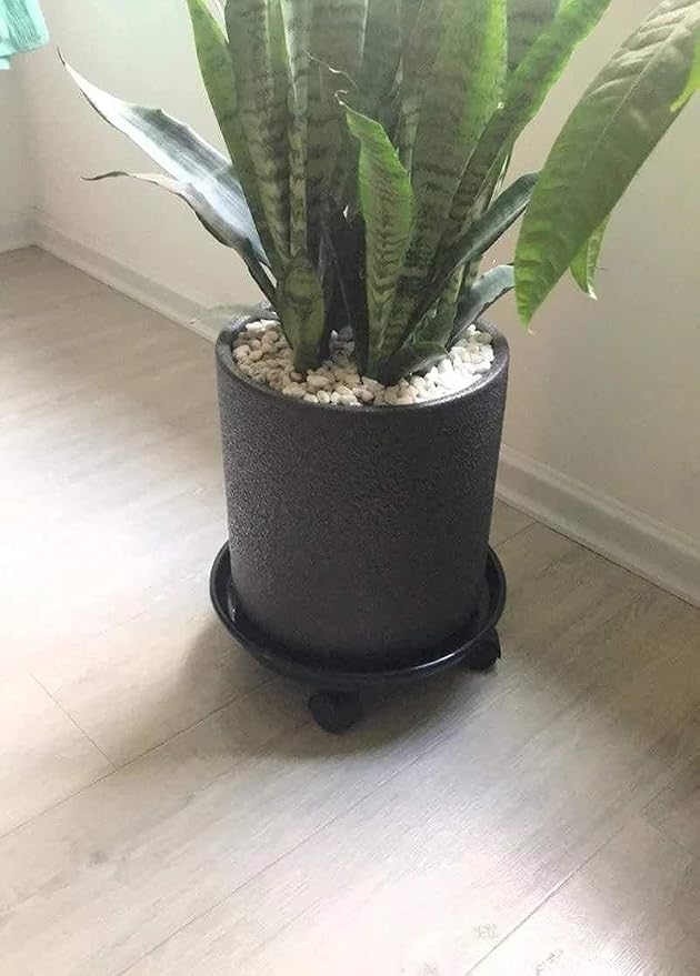 Plant Caddy with Wheels Heavy Duty,4 Pack of Plant Pallet Caddy,Round Potted Plant Stand Mover,Rollers Dolly Trolley Tray with Wheels (15.5" 4pcs Black)