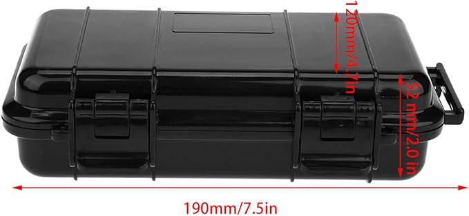 SIXRUN Outdoor Shockproof Sealed Storage Case, Model B, Black, ABS Material, Waterproof, 7.5x4.7x2.0 Inch