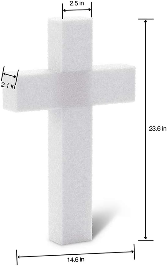 FloraCraft CraftFōM Unassembled Cross 2.1 Inch x 14.6 Inch x 23.6 Inch with 2.5 Inch Face White