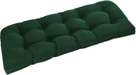 downluxe Outdoor Bench Cushion for Patio Furniture, Water Resistant Tufted Overstuffed Porch Swing Cushions, Thick Outdoor Loveseat Cushions, 48" X 18" X 5", Forest Green, Set of 1