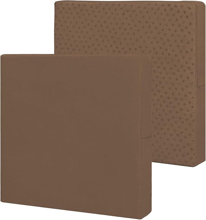 Easy-Going Waterproof Patio Cushion Covers ONLY Cover 24x22x4 inch 2 Pack Replacement Non-Slip Outdoor Seat Cushion Slipcover with Zipper. Brown