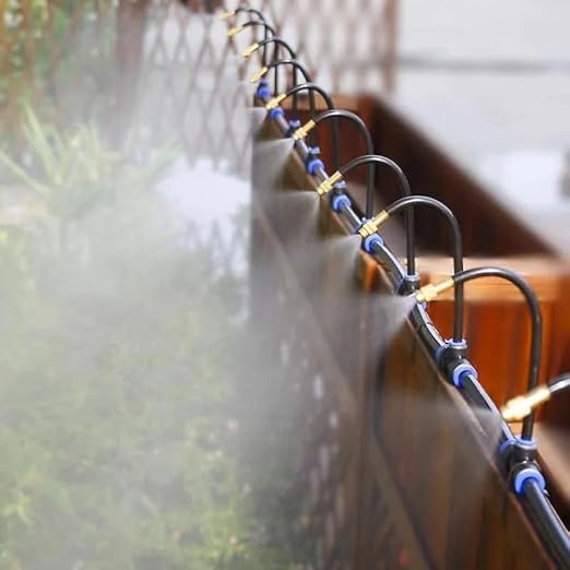 360° Adjustable Drip Irrigation System - Compatible 1/4" Irrigation System, 50FT Garden Watering Atomizing System with 15 Nozzles, Greenhouse Accessories for Yard, Lawn, Plants, Garden (98Ft)