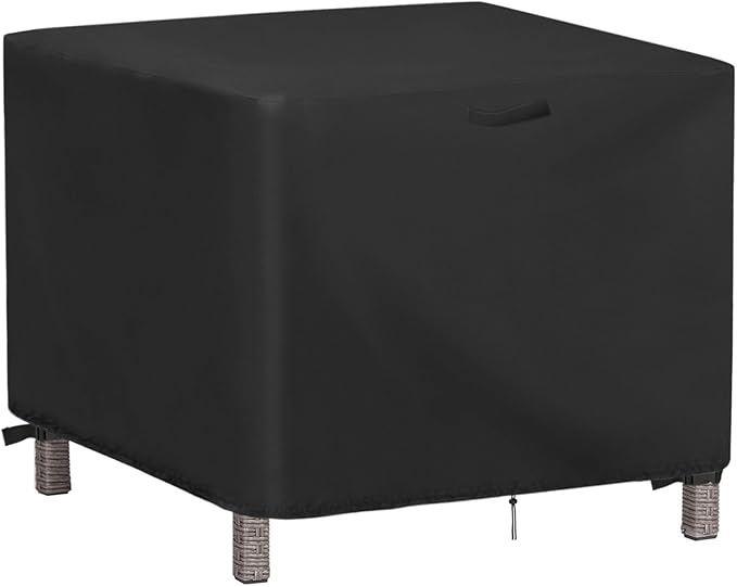 Outdoor Ottoman Cover Square 22 Inch, Waterproof Patio Ottoman Cover, Heavy Duty Outdoor Side Table Furniture Covers - 22 x 22 x 18 Inch