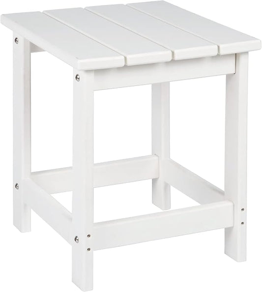 LZRS Adirondack Outdoor Side Table – Durable Weather-Resistant HDPE Patio End Table for Porch, Deck, Pool, Garden,Sturdy and Easy Assembly, White