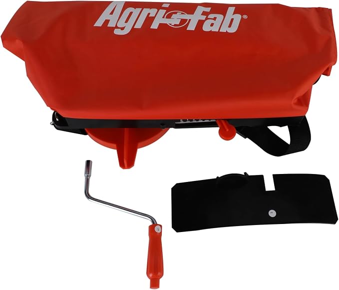 Agri-Fab Handheld Bag Seeder Spreader, 25 lb Capacity with Waterproof Zipper Bag, Adjustable Shoulder Strap & Rear Baffle, Orange