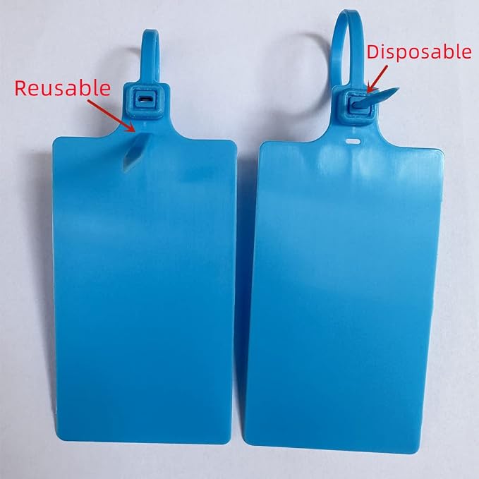 200pcs Blank Tags, Plastic Waterproof Seals,for Labeling,2.28"×3.94",Blue | large,Writeable, Zip Tie Tag Seals for shipping,identification,inventory