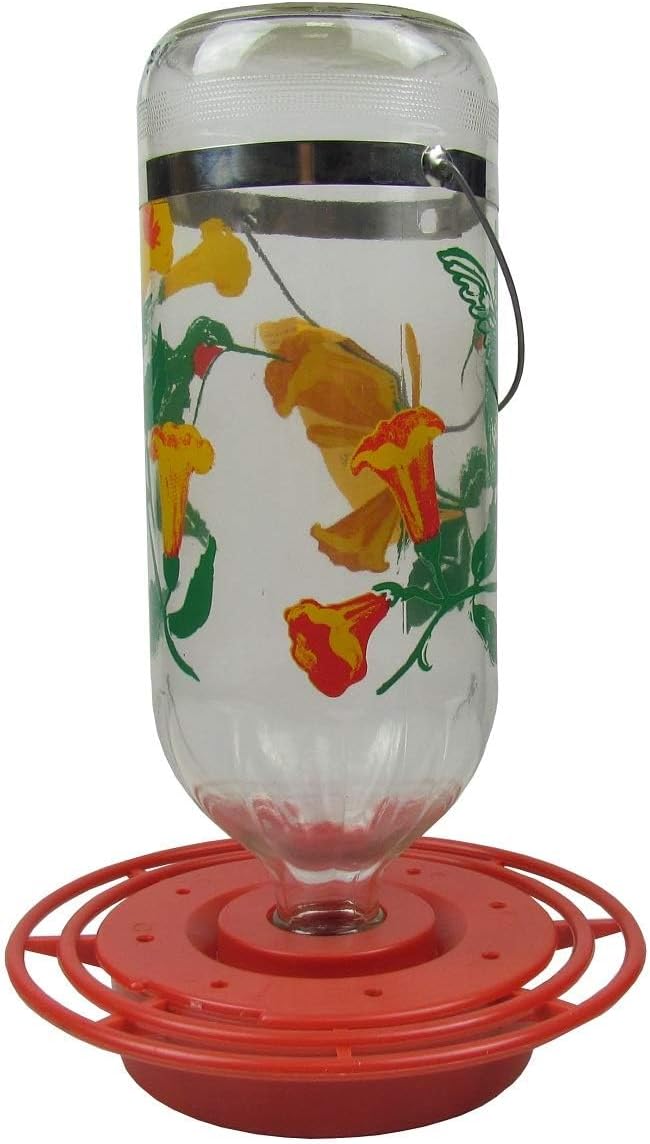 Original Best-1 Flowers Hummingbird Feeder 32 Ounce Glass Bottle, Plastic Base
