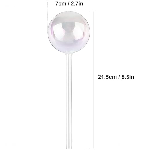 Tomorotec [2 PCS] Light Iridescent Rainbow Gradient Color Clear Glass Self-Watering System Spikes, Automatic Plant Waterer Bulbs
