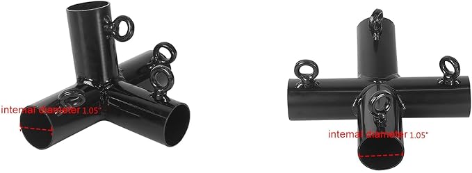 Aoneky 1" Corner Canopy Connector Kit for 3/4 Inch EMT Pipe, Universal Expansion Fittings to Add 2 Legs to Canopy Carport Frame, 156 Degree Peak Angle, Black (2-Legs Set)