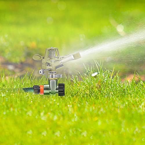 Chengu 12 Set Zinc Alloy Water Sprinklers for Lawns Yard Sprinklers Heavy Duty Sprinkler Heads Adjustable 360 Degree Watering Impact Sprinklers Pulsating Garden Sprinklers for Large Area Irrigation