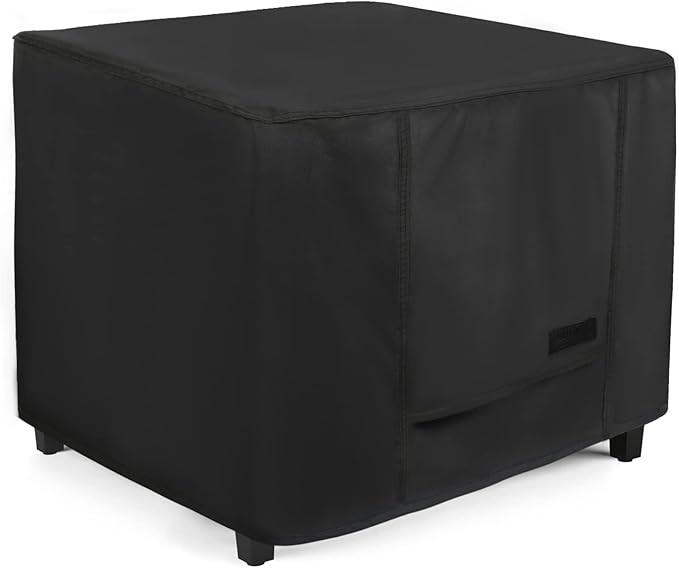 NettyPro Waterproof Patio Ottoman Cover Square Outdoor Furniture Side Table Cover, 24L x 24W x 20H inch, Black
