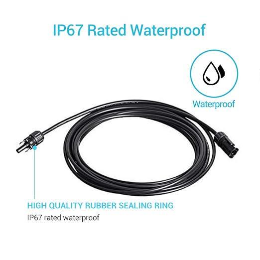 Renogy 20Ft 12AWG Solar Extension Cable with Male and Female Connectors 20FT-12AWG, 1 Piece, Black