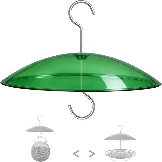 8" Mini Rain Cover for Bird Feeder/House - ‌Small Protective Dome Guard Against Rain/Snow/Sun - Green Translucent Plastic - Dia. 20CM