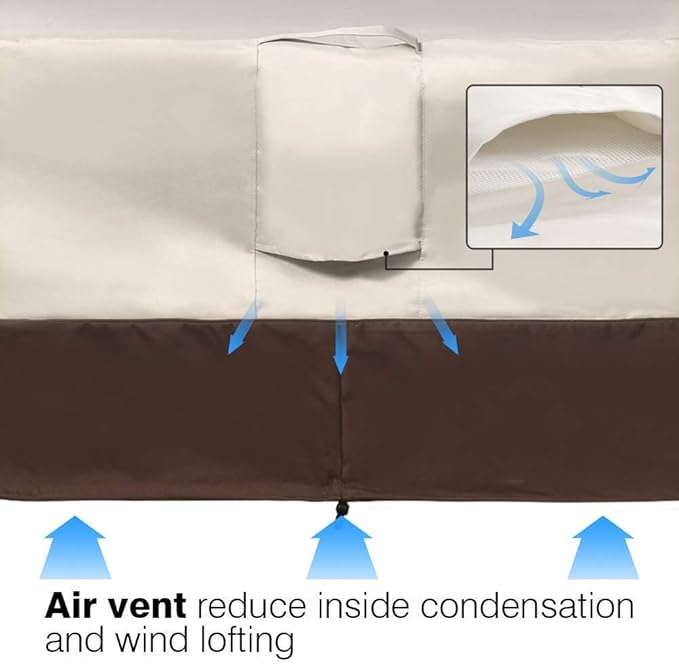 Vailge Rectangle Patio Ottoman Cover, Waterproof Outdoor Ottoman Cover with Padded Handles, Patio Side Table Cover, Heavy Duty Patio Furniture Covers (Small,Beige & Brown)