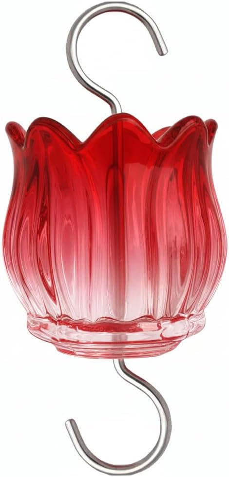 Glass Ant Moat for Hummingbird Feeder - 3 OZ Gradient Red Tulip Insect Guard with Large Capacity