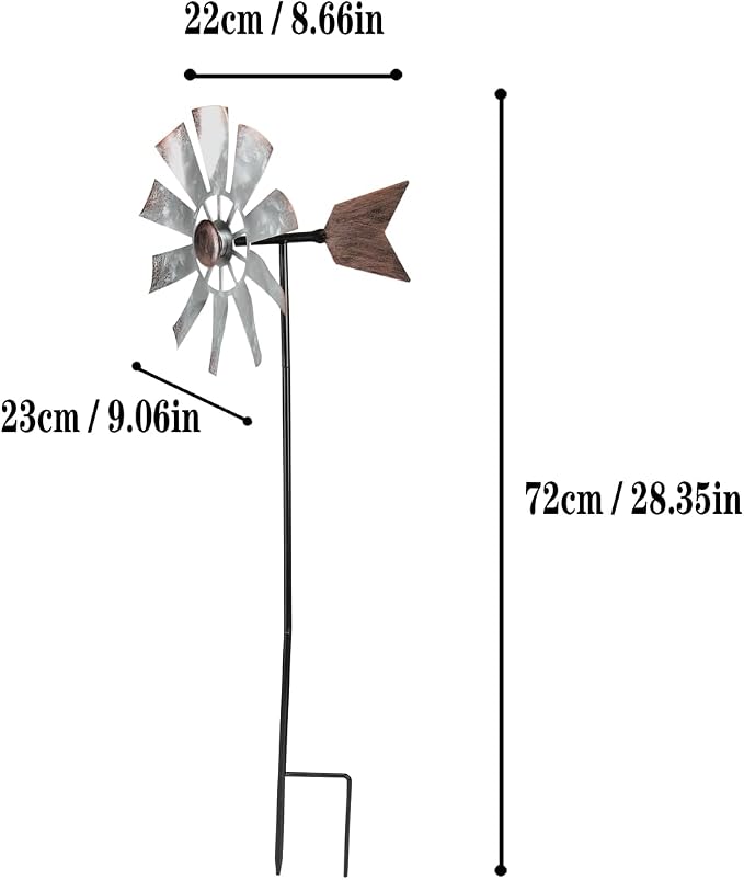BinaryABC Outdoor Yard Windmill Metal Wind Spinner,Wind Sculptures Spinners Yard Decor Pinwheel,for Garden Yard Lawn Patio Decoration (Natural Color)