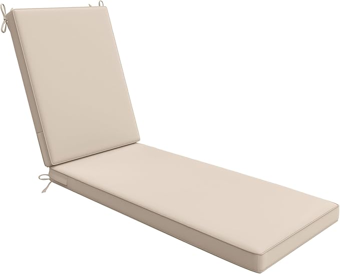 AAAAAcessories Outdoor Chaise Lounge Cushions, Fade-Resistant, Waterproof Patio Furniture Replacement Cushions, 80" x 26" x 3", Peach Tan