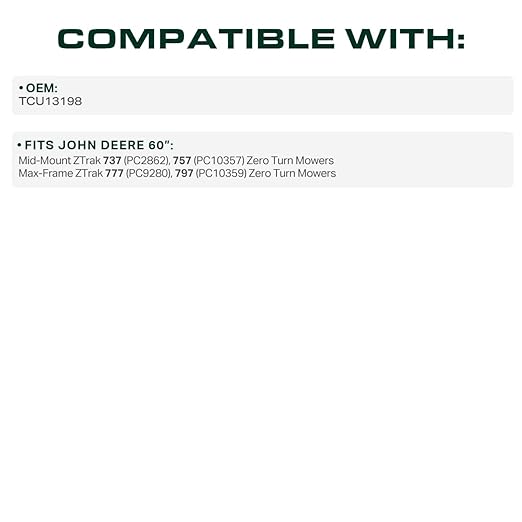 UDC Parts TCU13198 Deck Belt Replacement for John Deere 60 Inch 757 737 777 797 ZTrak Zero Turn Mowers/Aramid Cord / 141.70 inches
