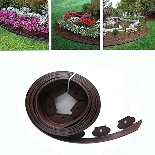 Garden edging，40ft Landscape edging with 40 spikes for lawn 2 Inch Tall (Brown, 40FT)