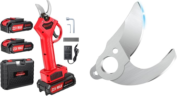 Electric Pruning Shears, 1.4'' Cutting Diameter Powerful Brushless Motor Cordless Pruning Shears with 2PCS Rechargeable Batteries & Blades Gardening Tree Branch