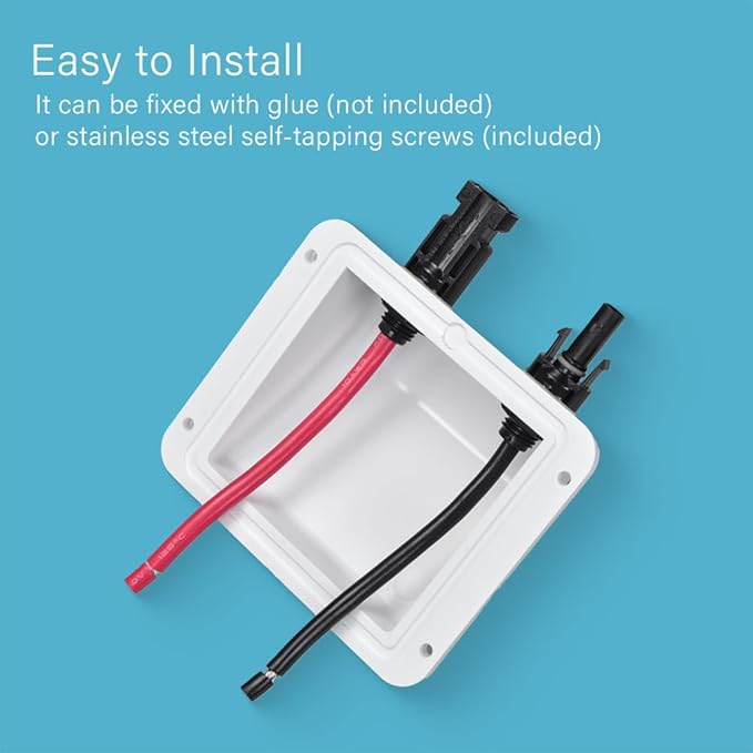 Solar Weatherproof ABS Double Cable Entry Gland 0.33ft 10AWG for All Cable Types 6mm² to 12mm² UV Resistance Housing for Solar Project on Rv,Boat,Camper,Van