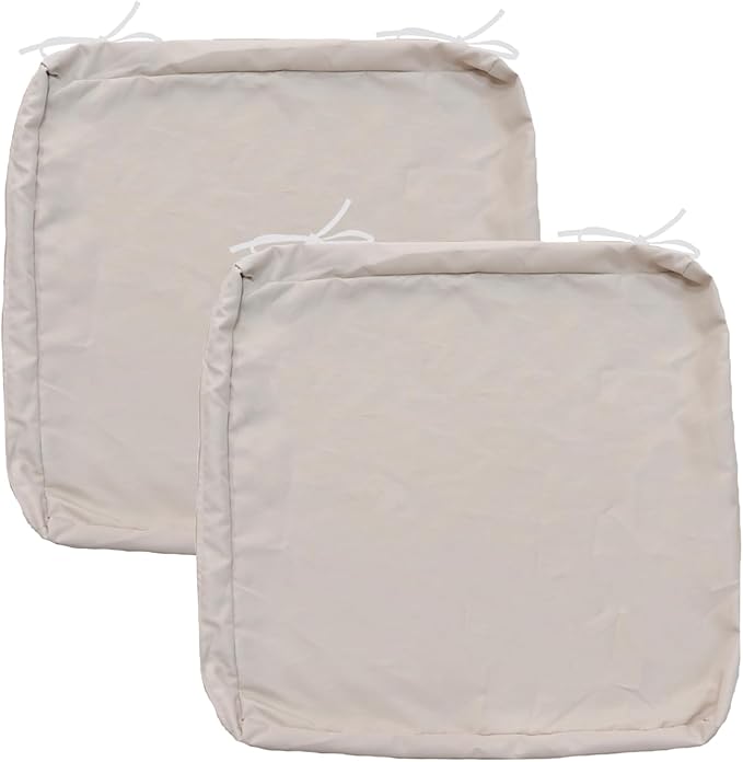 FLYMEI Patio Cushion Covers 20x20x2 Waterproof Outdoor Cushion Cover Replacement 2Packs Outdoor Seat Cushion Slipcover for Rattan Chair Sofa, Apricot