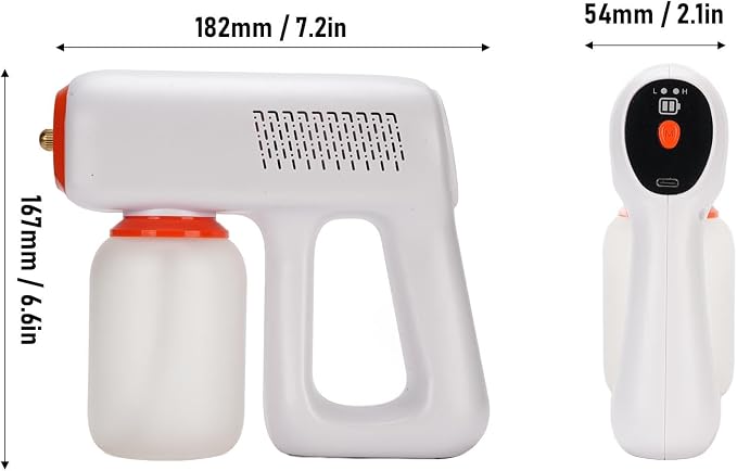 Handheld Sprayer 300Ml Cordless, Handheld Fogger Rechargeable Sprayer Machine, Handheld Fogger with Mist Levels, White Color, Lithium Ion, Suitable for Appliances Household Skin