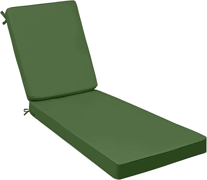 AAAAAcessories Outdoor Chaise Lounge Cushions, Waterproof Patio Furniture Replacement Cushions, Fade-Resistant, 80" x 26" x 3", Dark Moss Green