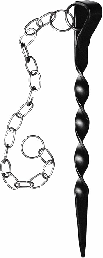 Rain Chain Anchor Stake for Copper Gutter Chains, 30'' Powder Coated Iron Downspout Chains Anchoring, Universal Fit Outside Rain Catcher System Accessories, Replacement for Basin and Barrel in Summer.