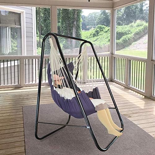Hammock Chair Stand,Include Large Hanging Indoor Swing,MAX Load 500 LBS, Heavy-Duty Steel Hammock Stand for Indoor Outdoor(Grey)