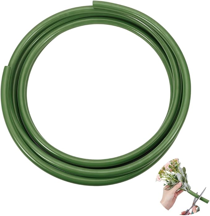BENECREAT 16.4Ft Green Tubing Roll for Bundling Artificial Flower Stems, 0.47inch ID Flexible PVC Flower Stem Covers Pipe for Wedding Bouquet Corsage