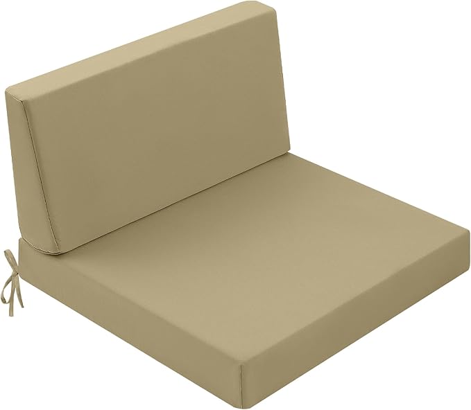 Outdoor Cushions for Patio Furniture, Outdoor Seat and Back Cushion, Waterproof Hampton Bay Deep Seat Replacement Couch Cushions for Garden Lawn, 28.5x28.5 Khaki