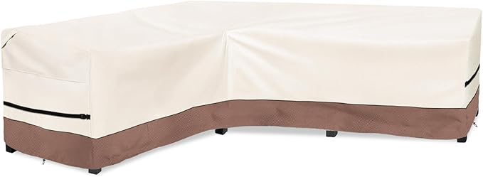 okcool Outdoor Sectional Cover,L-Shaped Patio Furniture Covers for 6-Seater Outdoor Sectional Furniture Couch 85"(110''L) x 32''D x 31''H, Beige & Brown