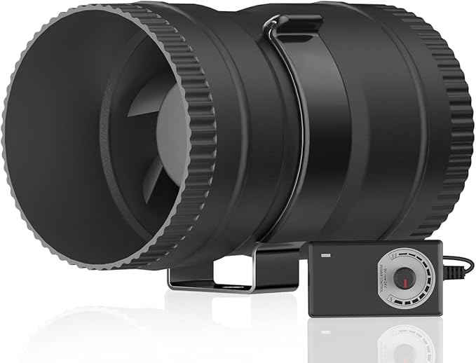 Hon&Guan 3 Inch Inline Blower Fan with Speed Controller 120 CFM with 20W Ultra-Low Power and Low Noise