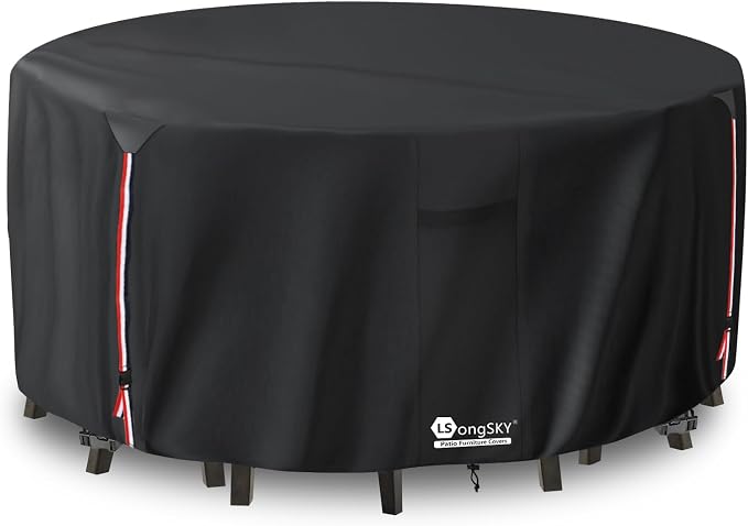 42 inch Round Patio Table Cover,600D Heavy Duty Outdoor Furniture Covers Waterproof,Round Patio Table for Patio Furniture Covers,42" Dia x 28" H Black