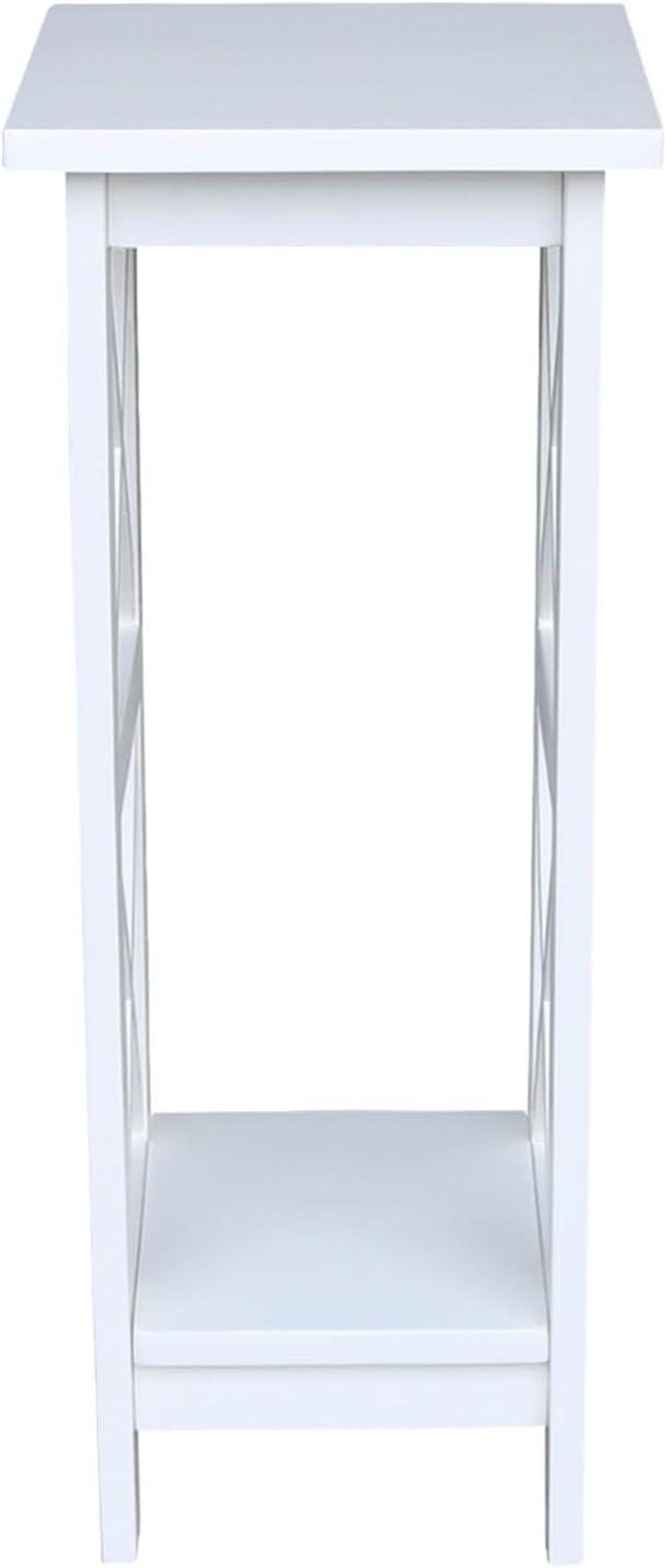 IC International Concepts, 30" X-Sided Plant Stand , Solid Wood, Real Parawood, 12" W x 12" D x 30" H, Easy Assembly, Snow White