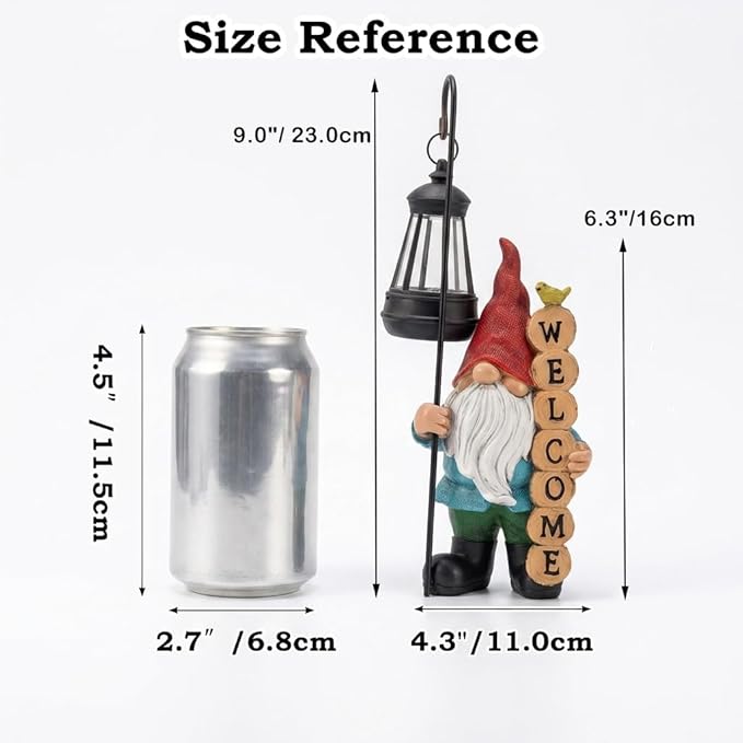 PETAFLOP Solar Garden Gnome Statue Decor with Welcome Sign, Funny Gnomes Figurine for Yard Patio Balcony Outdoor Decorations, Mother's Day Birthday Housewarming Gifts for Mom Grandma
