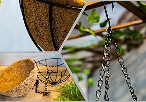 Kingbuy 12" Metal Hanging Basket for Herbs & Flowers – 6" Depth Rust-Resistant Wire with Coconut Liner & Adjustable Chains for Kitchen Window, Balcony & Garden - 2 Pack