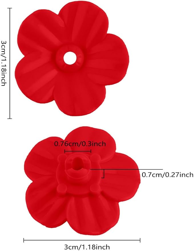 Hummingbird Feeder Replacement Parts - 16 PCS Red Flowers, Bee Guards for Perky Pet Glass Plastic Feeder Base