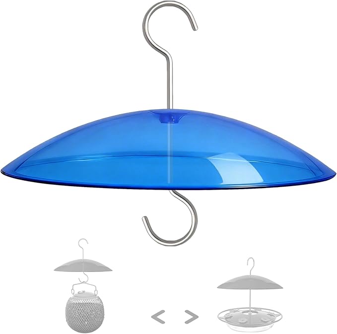 8" Mini Rain Cover for Bird Feeder/House - ‌Small Protective Dome Guard Against Rain/Snow/Sun - Blue Translucent Plastic - Dia. 20CM