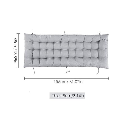 Patio Chaise Lounger Cushion, Indoor/Outdoor Cushions With 6 Ties, Thick Padded Swing Bench Cushion for Rocking Chair Sofa, 61 Inch (Wine Red)