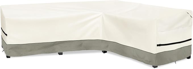 okcool Outdoor Sectional Cover,L-Shaped Patio Furniture Covers for 6-Seater Outdoor Sectional Furniture Couch 110"(85''L) x 32''D x 31''H, White&Grayish Green