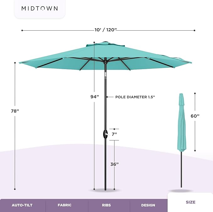 Midtown Umbrellas The Lean Patio Umbrella (Terylast Fabric - Zebra, 10 Foot)
