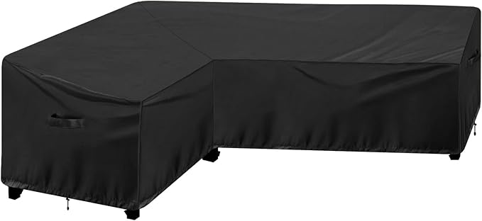 OutdoorLines Waterproof Outdoor Patio Sectional Cover - UV Resistant & Windproof L-Shaped Patio Furniture Covers for Deck, Lawn and Backyard, 420D Heavy Duty Couch Cover, Left Facing, 83"x104", Black