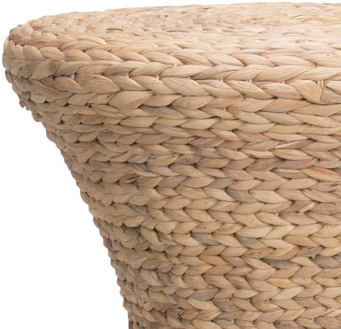 Household Essentials Handwoven Water Hyacinth Wicker Stool with Hourglass Shape, Natural