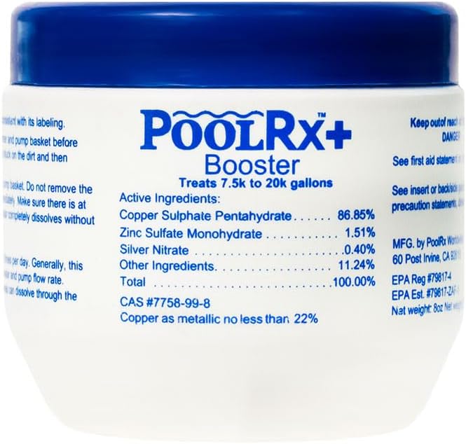 PoolRx+ Mineral Algaecide Unit + Booster Combo, Treats 7.5K-40K gallons for up to 6 Months, New Formula with Silver.