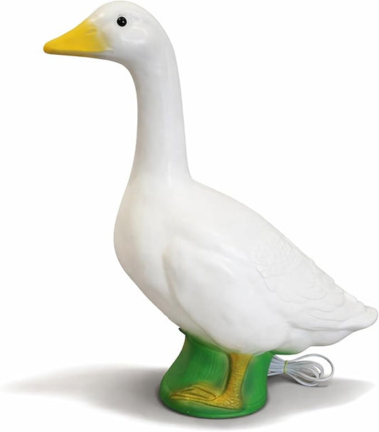 Union Products Light Up Wild Goose Lawn and Garden Statue, 23 Inch Tall, White - Illuminated Animal Outdoor Art for Yard, Patio, or Porch Decor, Seasonal Outfit Compatible