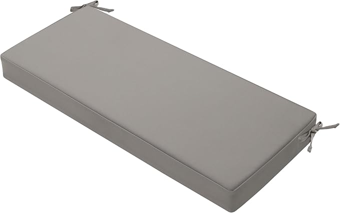Favoyard Outdoor Bench Cushion 42 x 18 Inch Waterproof Patio Furniture Cushions 3-Year Color Fastness Garden Sofa Settee Couch Swing Pads with Handle and Attach Ties, Light Gray