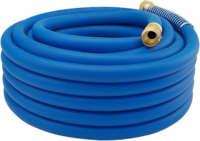 Guitrees 50FT 3/4 Heavy Duty Rubber Garden Hose - 200psi Working, 1000psi Burst - Hot/Cold Water - Five-Layered Braiding for Durability - Versatile for Gardening, Agriculture, Construction(Blue)