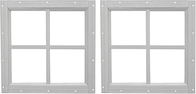 WRISIN 16" x 16" Square Shed Window 2 Pack with Tempered Glass